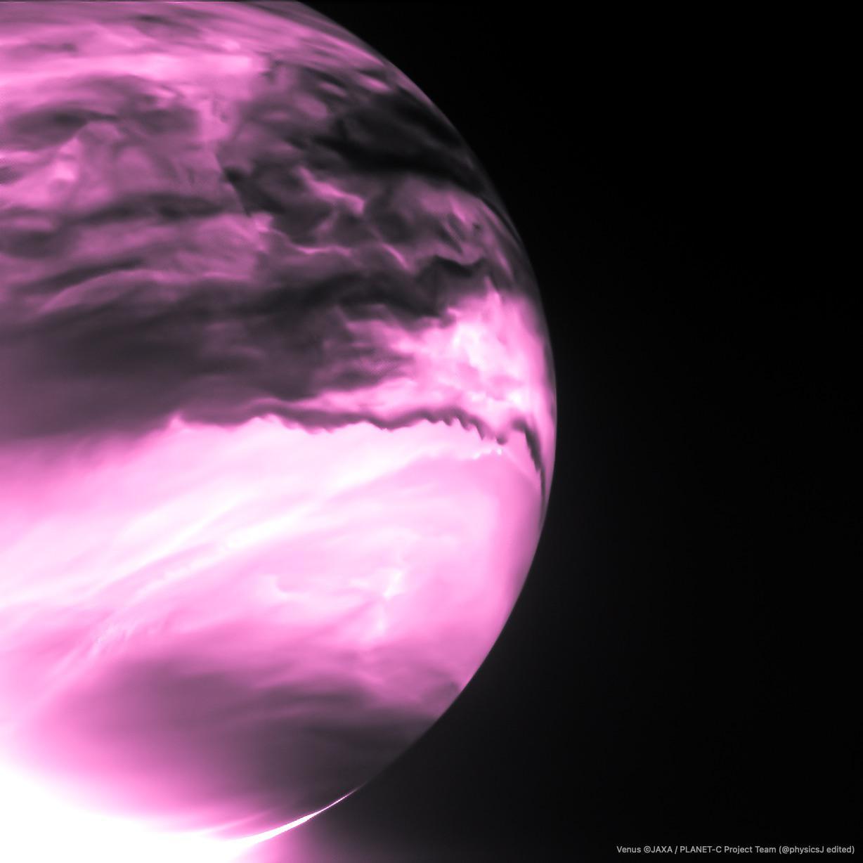 Night-side of Venus in infrared taken by the spacecraft Akatsuki