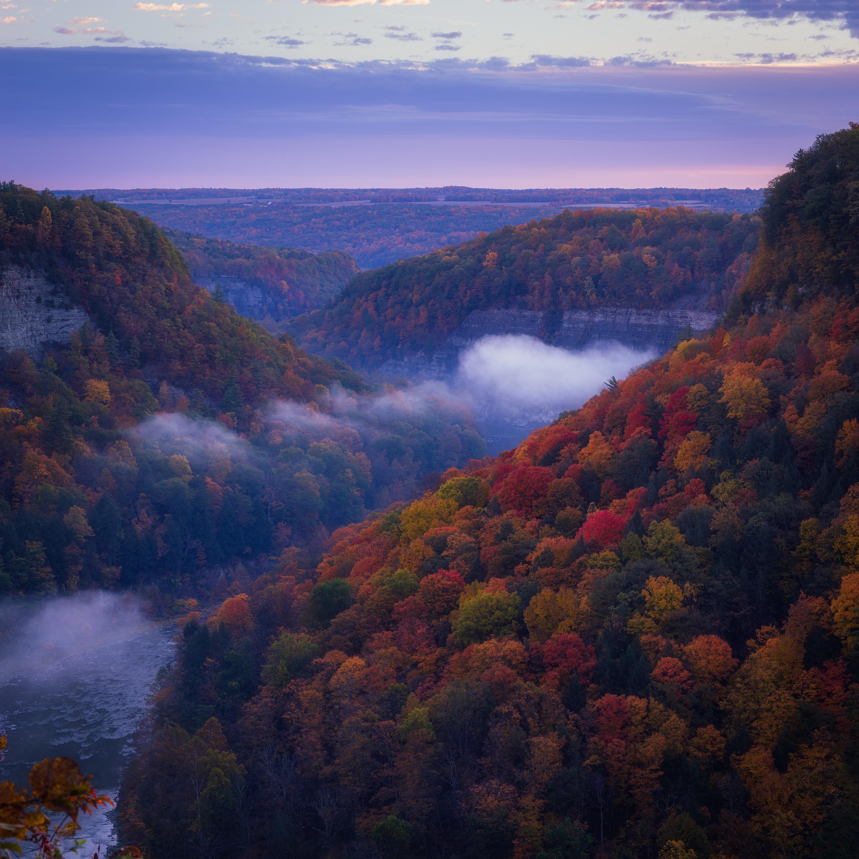 Cold day at Letchworth had some clouds in the valley. Letchworth Park. NY