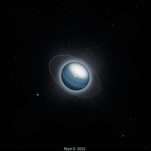 Uranus, rings and moons. Personal elaboration of Hubble Wide Field Camera's 2017 raw picture