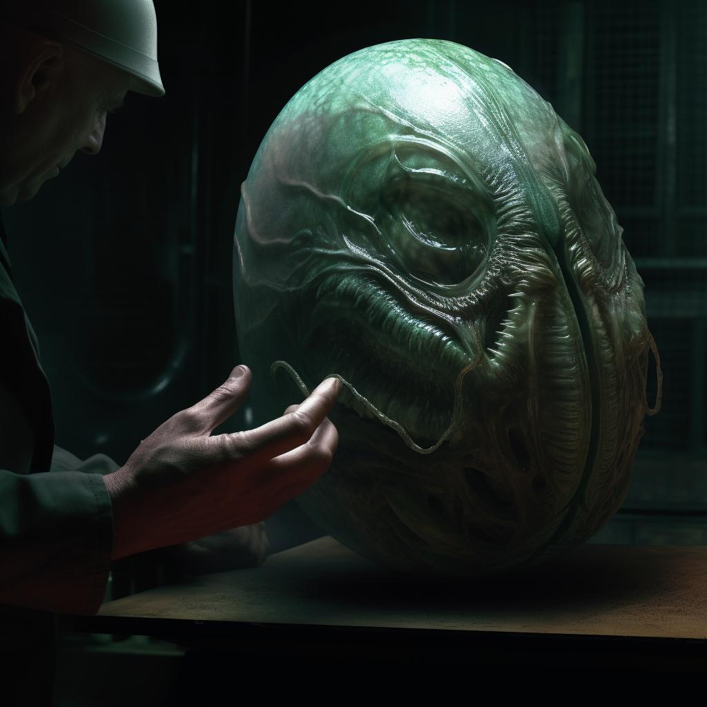 Dr. Morgan Approaches the Alien Egg