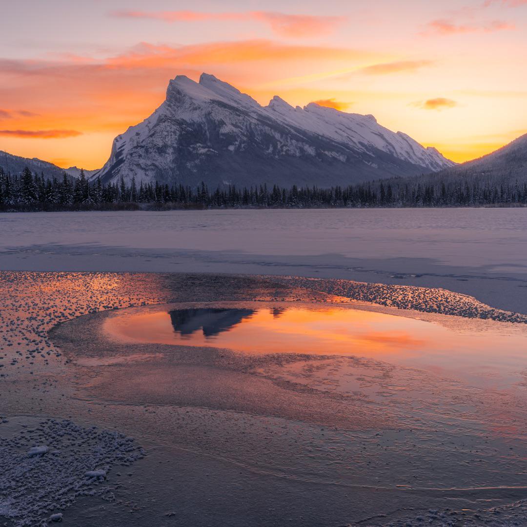A cold Christmas morning at Vermilion Lakes, Banff