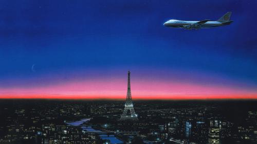 Flying over Paris by Tsuneo Sanda