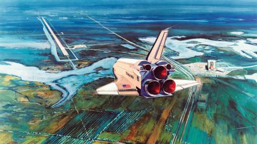 Space Shuttle Final Approach by Howard Allaway