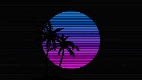 Palm Tree Retrowave Style HQ