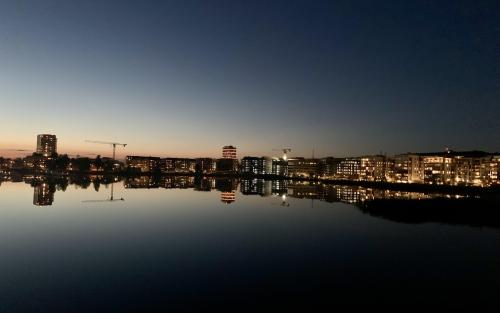 Calm Twilight Reflections Over the City