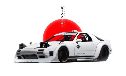 Retro-futuristic vibes: Mazda RX-7 reimagined as a street samurai!