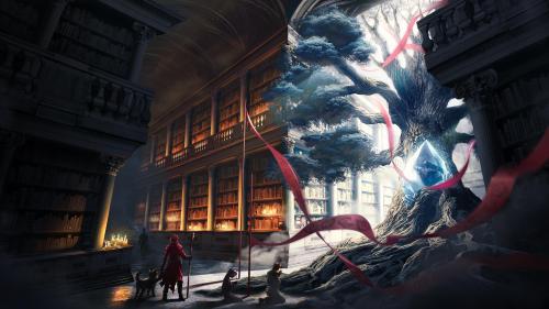 Pilgrim's Library by Heva Degenesis , digital painting and photo-bashing concept art