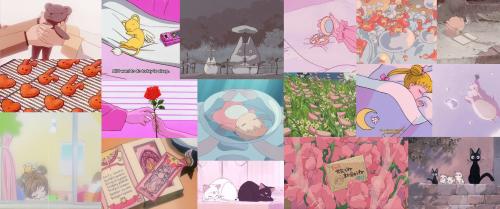 Pink anime wide collage  inspired by @moonlit_mochi