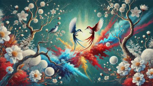 Birds in a Cosmic Bloom