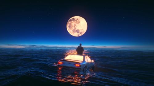 Ocean car floating