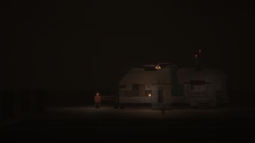 A Minimalistic Minecraft wallpaper of a Trailer House