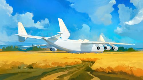 Antonov White Whale in the Field by Igor Artyomenko