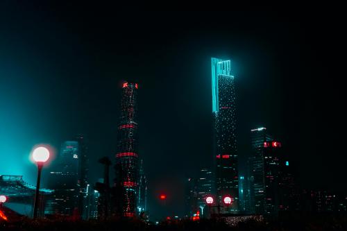 A High-rise Buildings During Nighttime