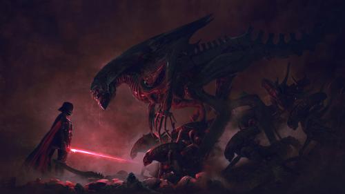 Darth Vader vs. Aliens by Guillem H. Pongiluppi