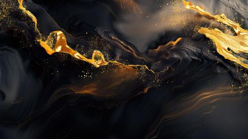 Dark Golden Swirl Abstract