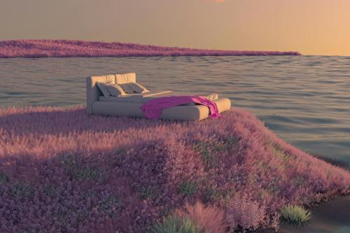 Bed on Colorful Flowers on Cape