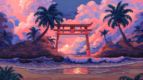 Pixel Paradise Sunset