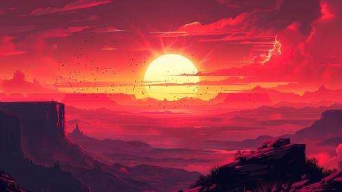 Crimson Sunset Scenery