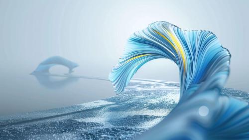 Abstract Blue And Yellow Frozen Wave