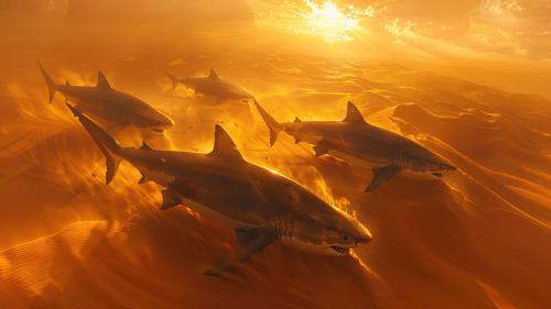 Sharks Swimming In Sand