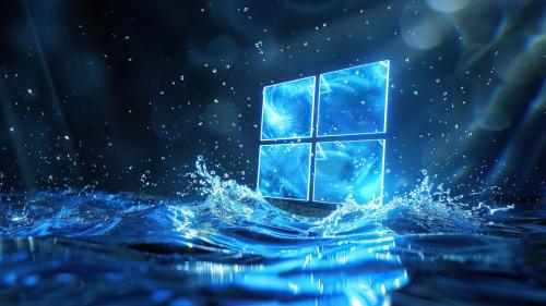 Futuristic Windows Logo In Water Splash