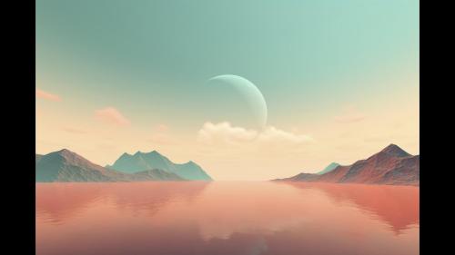 Digital art style sky landscape with moon