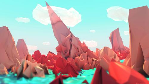 Abstract Polygon Mountain Landscape