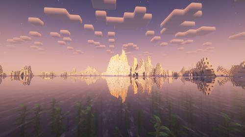 Evening on the Minecraft sea