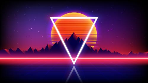 Retrowave Synthwave Abstract Sunset