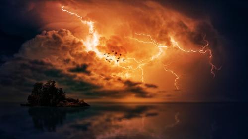 Thunderstorm Over the Sea Wallpaper