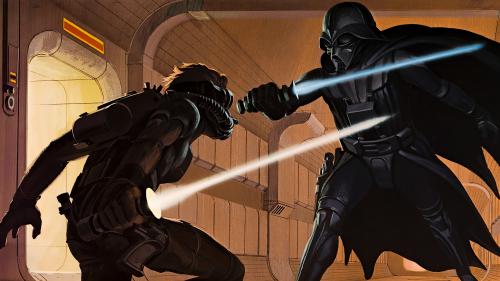 Luke vs Darth Vader by Ralph McQuarrie