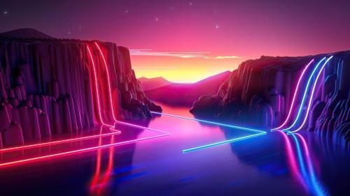 Neon Mountain Lake