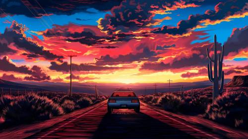 Sunset Drive: A Car's Journey on the Open Road