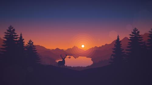 Deer at a sunset