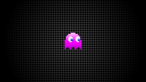 Pac-Man pink ghost in black