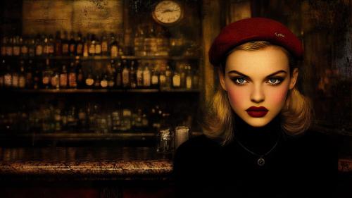 Vintage Femme Fatale In A Bar