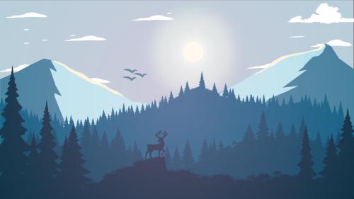 Deer posed for a landscape picture in a forest