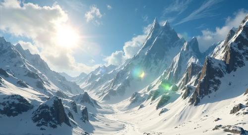 Icy mountains.