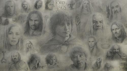 Alan Lee's LOTR:RotK End Credit Drawing's Collage