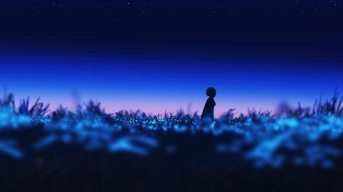 Alone Anime Girl Silhouette Night
