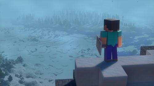 Minecraft Render Snowy Mountain 4K