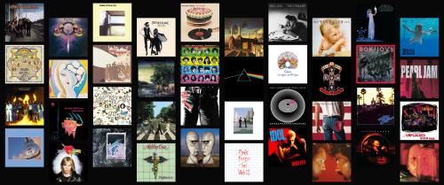 Classic rock album collage.