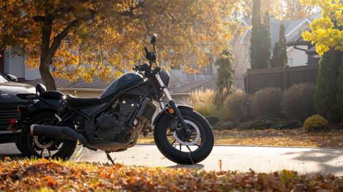Motorcycle in Autumn Sunset