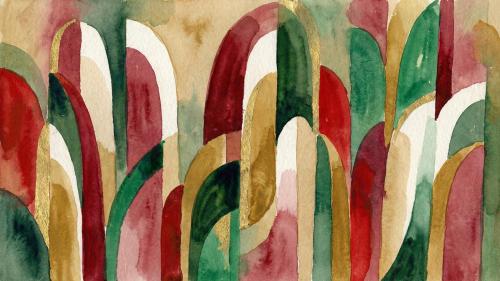 Festive Holiday Arches – Abstract Watercolor in Red, Green &amp; Gold