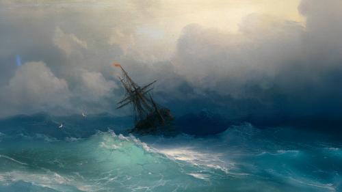 Ship on Stormy Seas by Ivan Aivazovsky