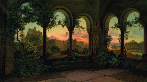 Salzburg von einer Loggia by Georg Pezolt, 1850