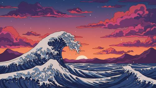 Ocean Wave Sunset