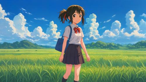 Mitsuha Miyamizu from Your Name - Tried my best to extend GPT created image