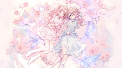 two cute girls 4k wallpaper