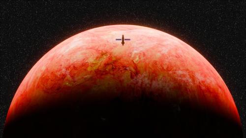 Red Planet with Spacecraft
